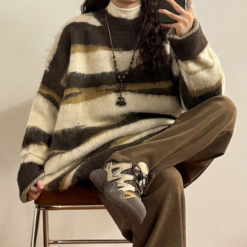 Oversized Striped Knit Sweater