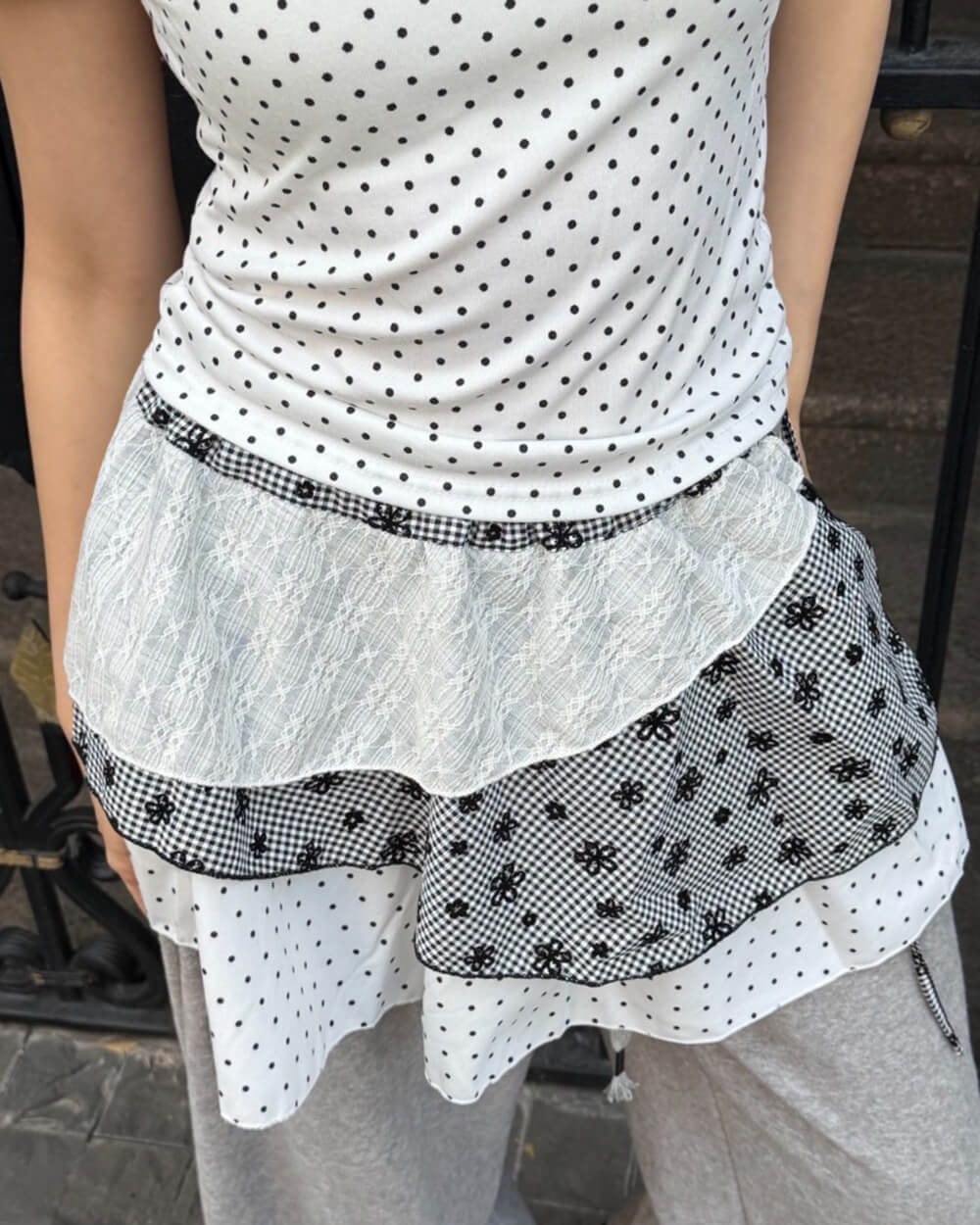 Patchwork Overlay Wrap Skirt Belt