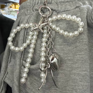 Pearl Bow Charm Keychain