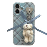 Plaid Bear Charm iPhone Case