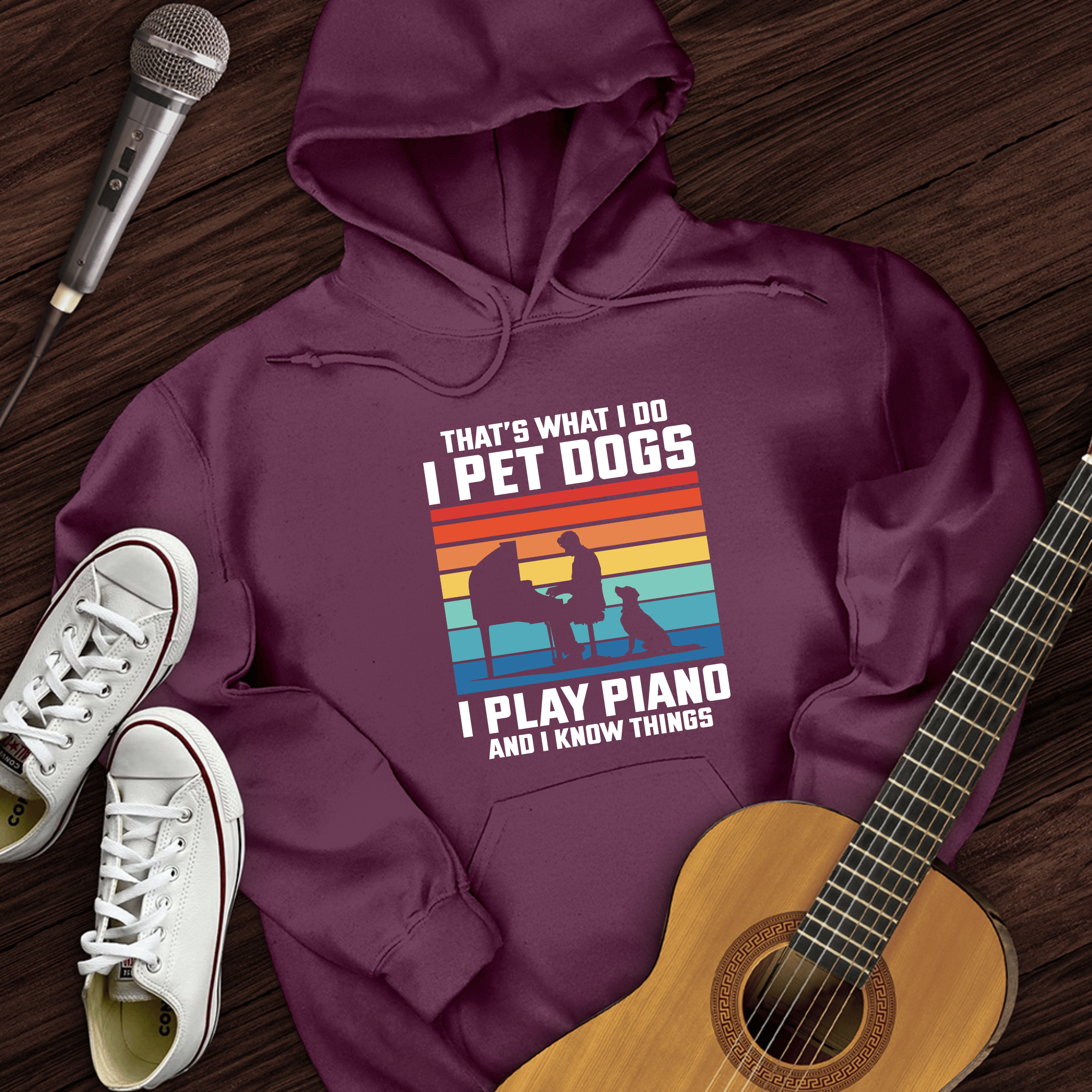I Pet Dogs With Piano Hoodie