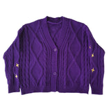 Star Embroidery Purple Cardigan