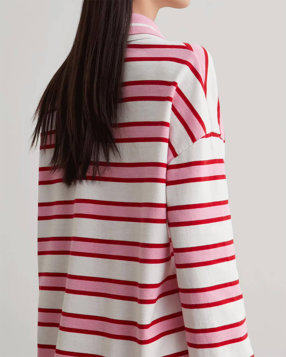 Raspberry Ice Cream Stripe Oversized Polo