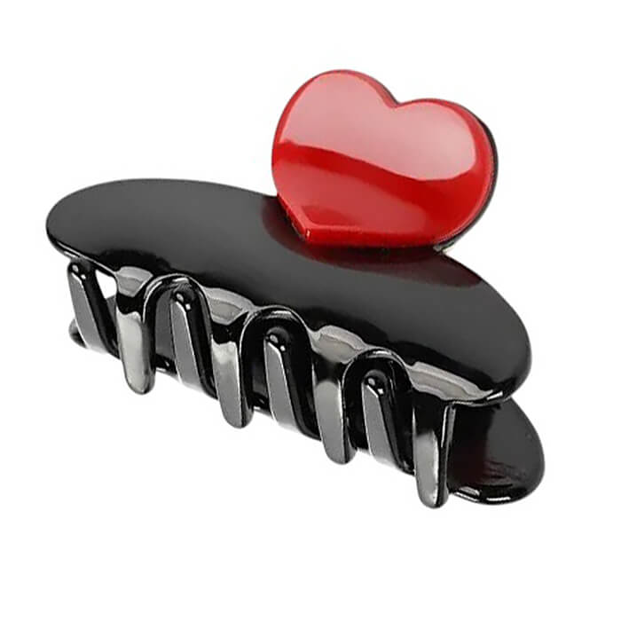 Red Heart Mini Hair Claw
