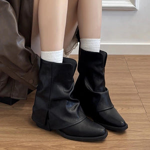 Slouchy Fit Block Heel Boots