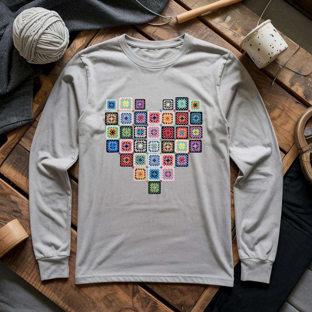Granny Squares Heart Long Sleeve T-shirt