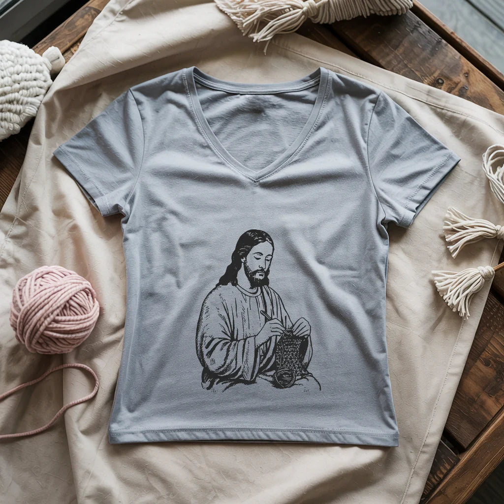 Jesus Crochet Lady V-neck