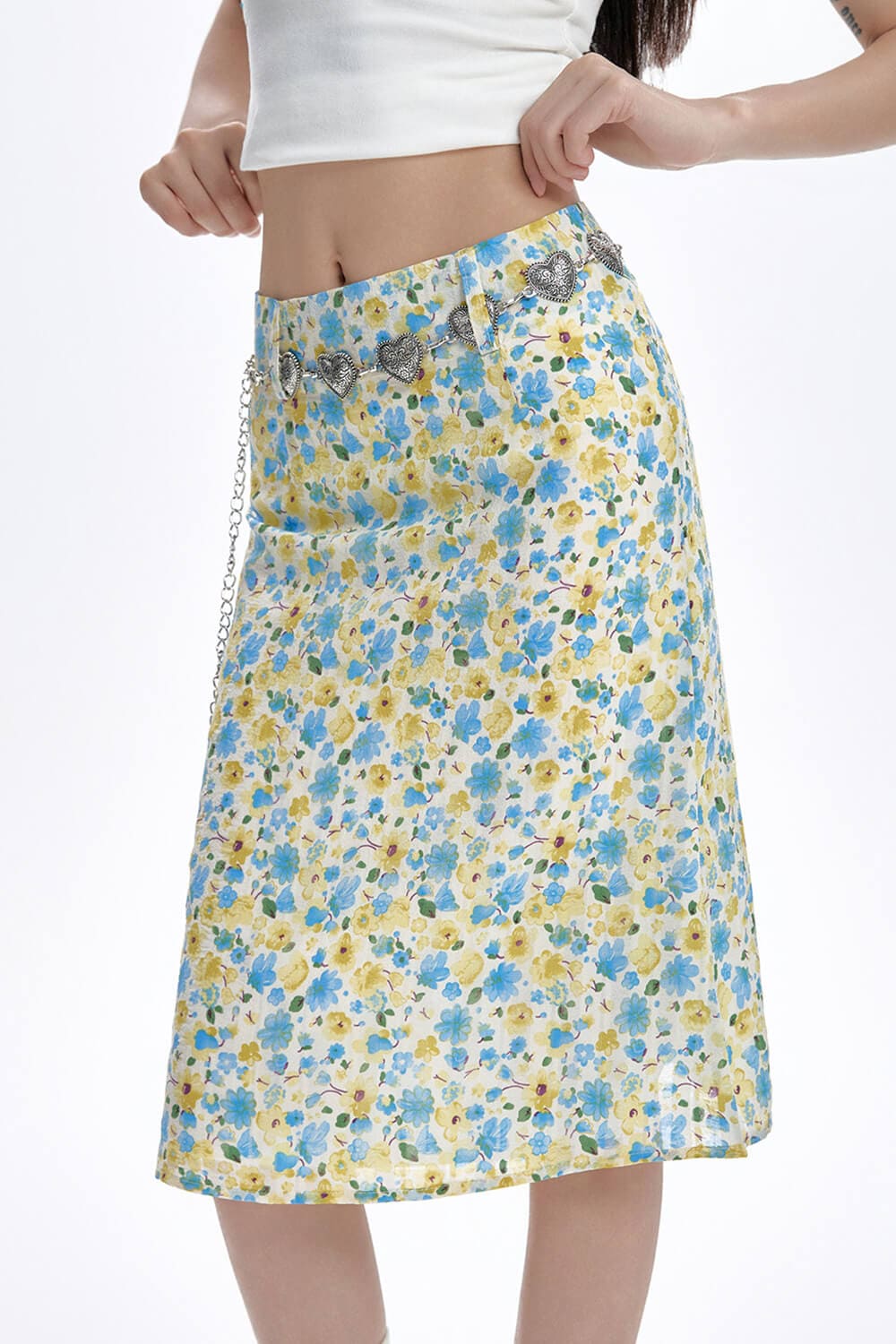 Spring Garden Floral Print Skirt