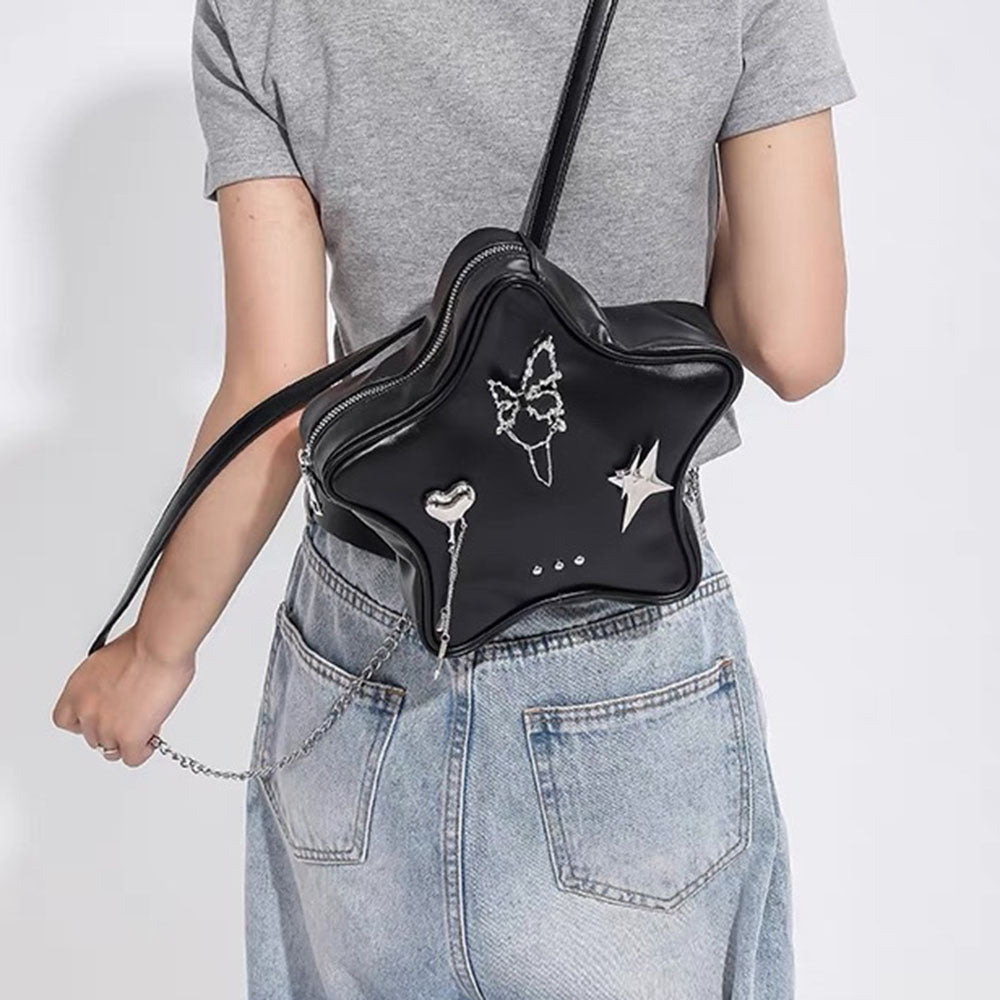 Grunge Star-Shaped Mini Backpack
