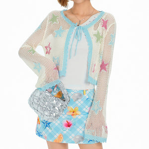 Star Girl Crochet Mesh Cardigan