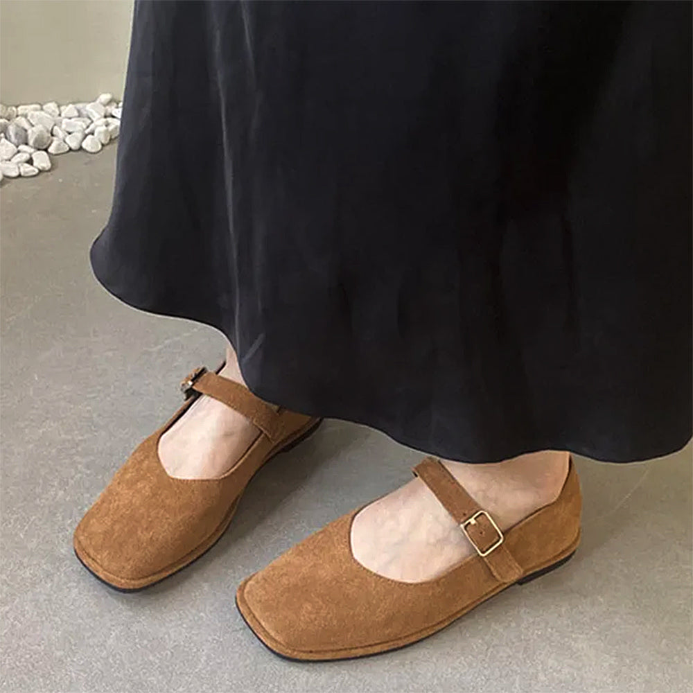 Basic Things Suede Mary Jane Flats
