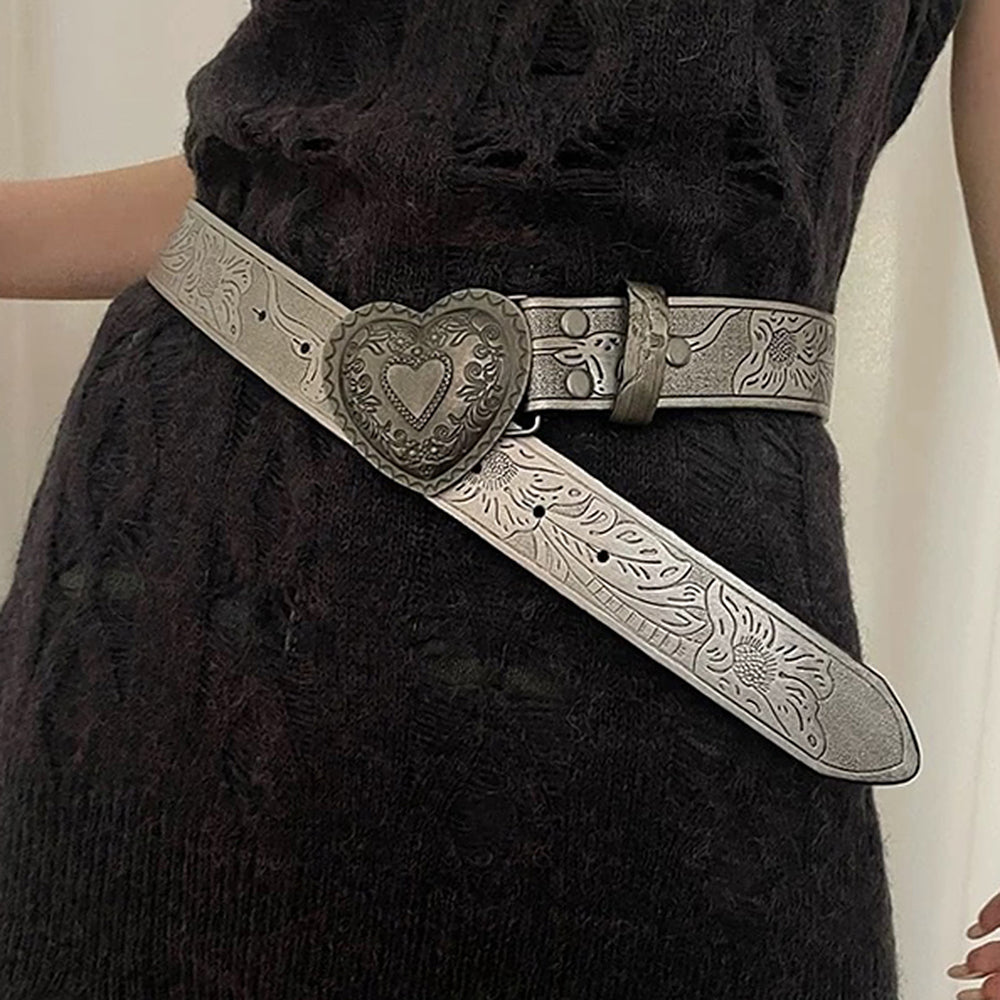 Vintage Aesthetic Heart Buckle Belt