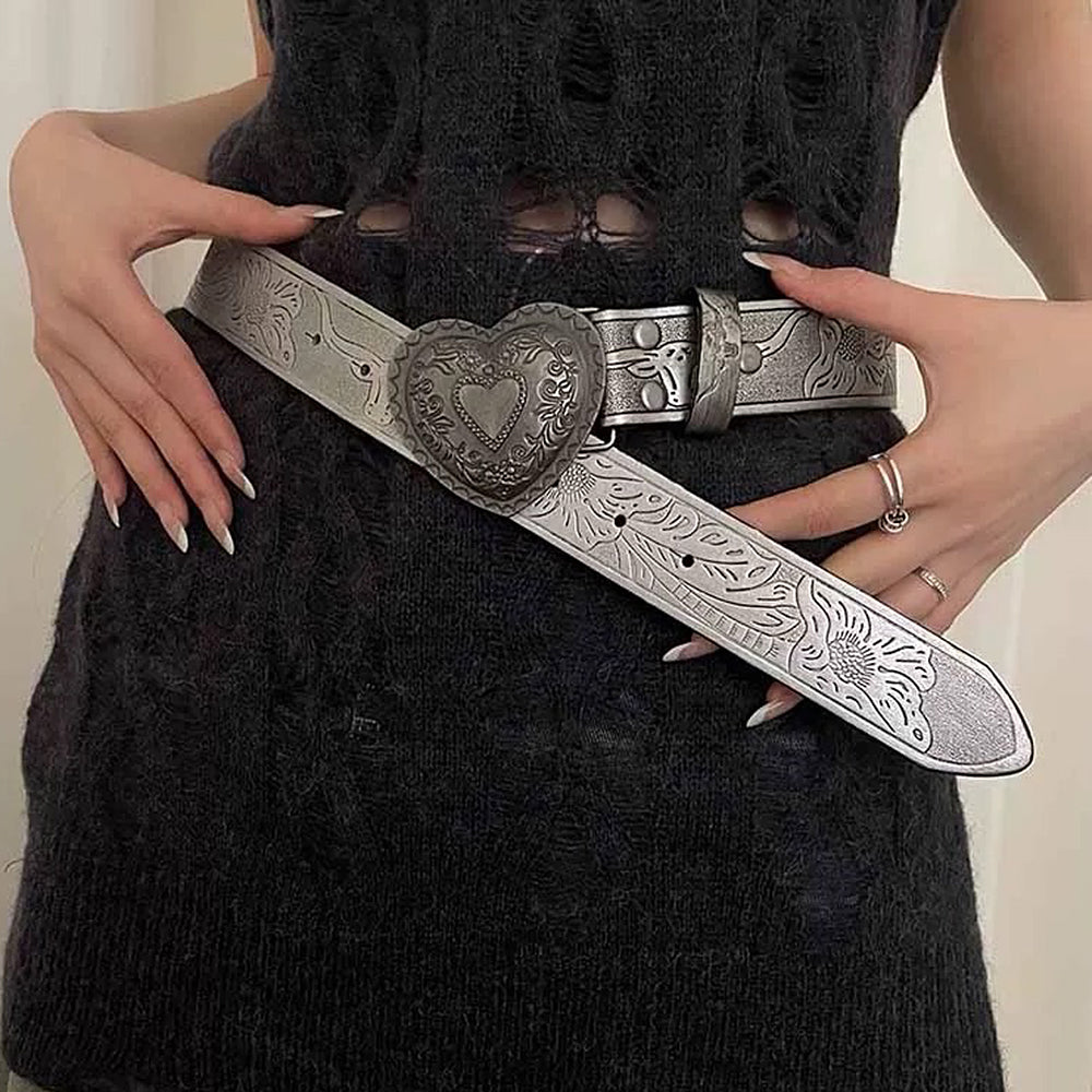 Vintage Aesthetic Heart Buckle Belt