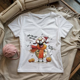 Fa-la-la Knitting Sheep Lady V-neck