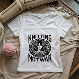 Knitting Not War Lady V-neck