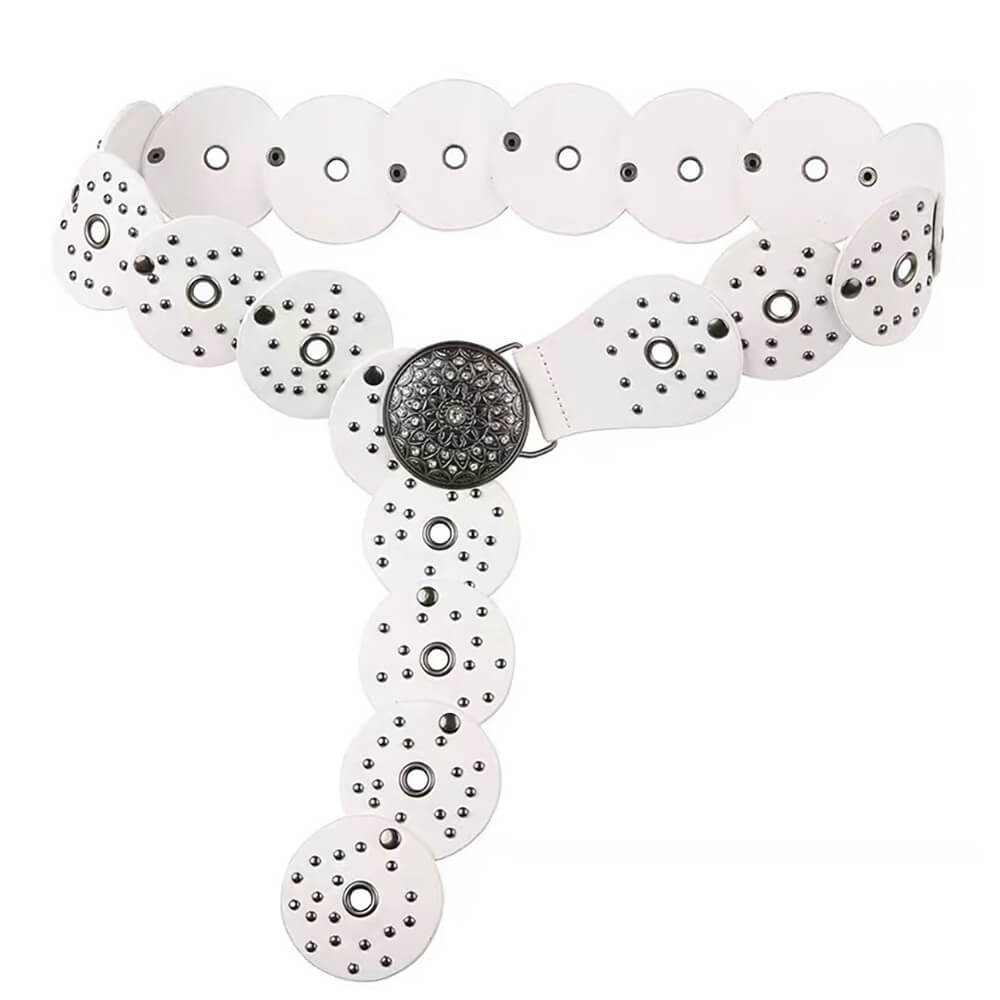 White Studded Boho Belt