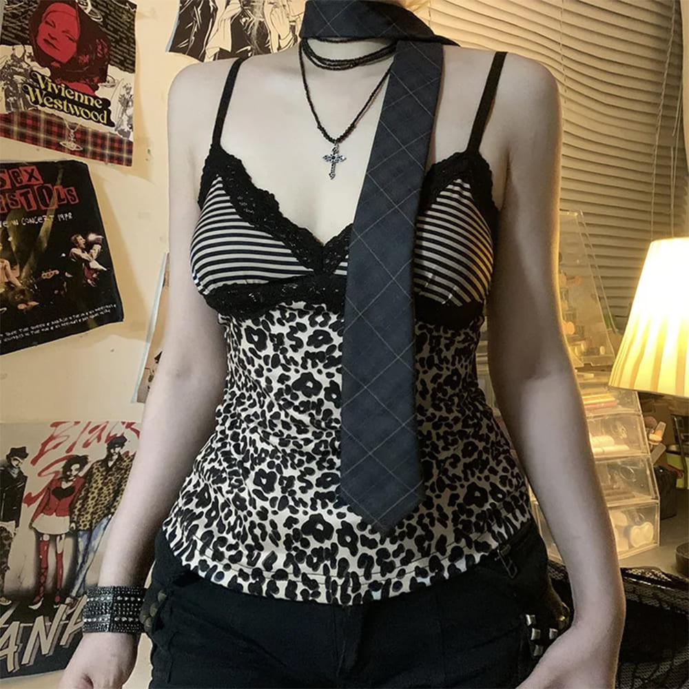 Y2K Leopard Print Tank Top
